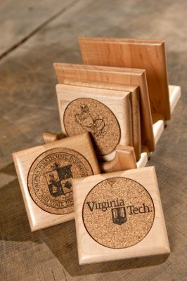 WEI students produced a selection of university-themed coasters.