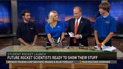 Amanda Leitz appeared on a local news show during her internship at Ball Aerospace in Boulder, Colo.