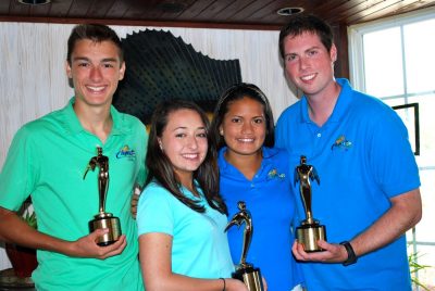 The cast of “Aqua Kids” receives Telly Awards for two episodes; Hawaiian Monk Seals, and Kenai Fjords Wildlife. Left to Right: Drew, Katie, Danielle, Clark.