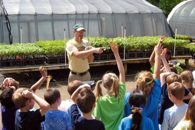 Kyle Peer talks to Collinsville Primary School students about forestry, natural resources, and wildlife. The topics addressed correspond to the Virginia Standards of Learning.
