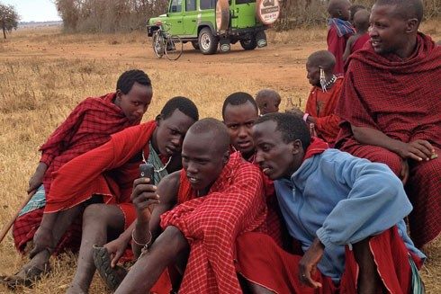 Maasai with cellphone