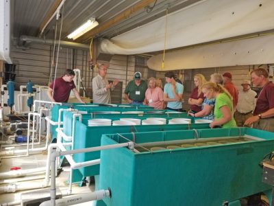 A Saturday afternoon tour included a stop at the Freshwater Mollusk Conservation Center, where endangered mussels are propagated for release into rivers in the region.