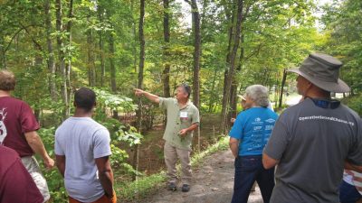 Forestry specialist John Peterson gave a guided walk at nearby Pandapas Pond.